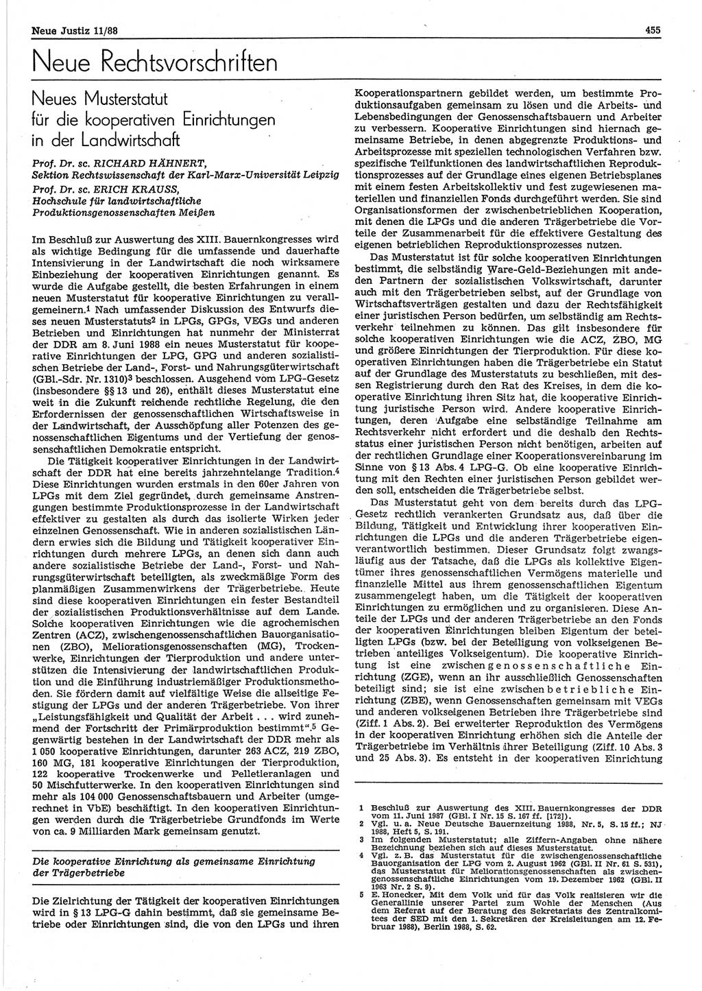 Neue Justiz (NJ), Zeitschrift für sozialistisches Recht und Gesetzlichkeit [Deutsche Demokratische Republik (DDR)], 42. Jahrgang 1988, Seite 455 (NJ DDR 1988, S. 455)
