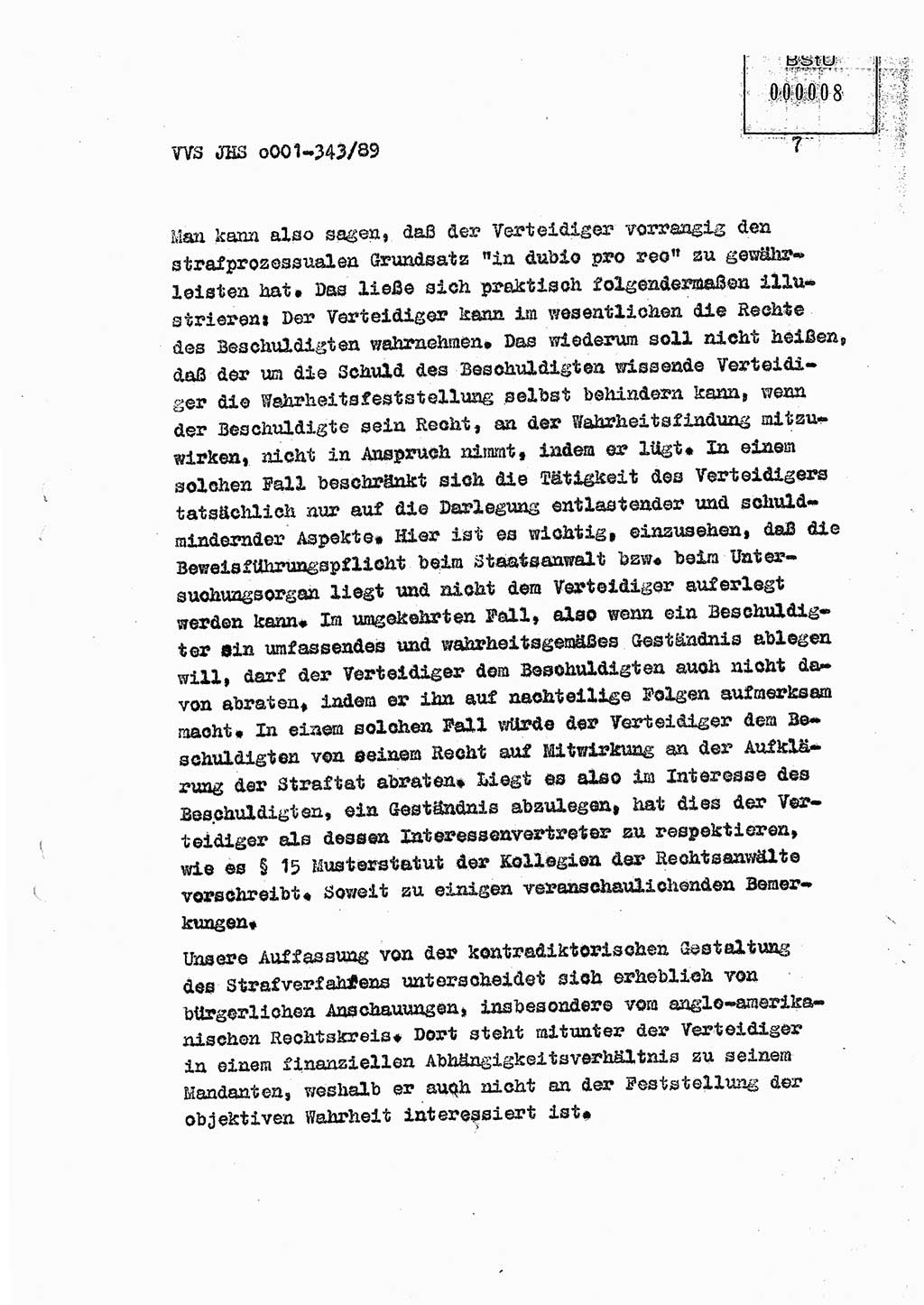 Diplomarbeit Offiziersschüler Axel Henschke (HA Ⅸ/9), Ministerium für Staatssicherheit (MfS) [Deutsche Demokratische Republik (DDR)], Juristische Hochschule (JHS), Vertrauliche Verschlußsache (VVS) o001-343/89, Potsdam 1989, Seite 7 (Dipl.-Arb. MfS DDR JHS VVS o001-343/89 1989, S. 7)