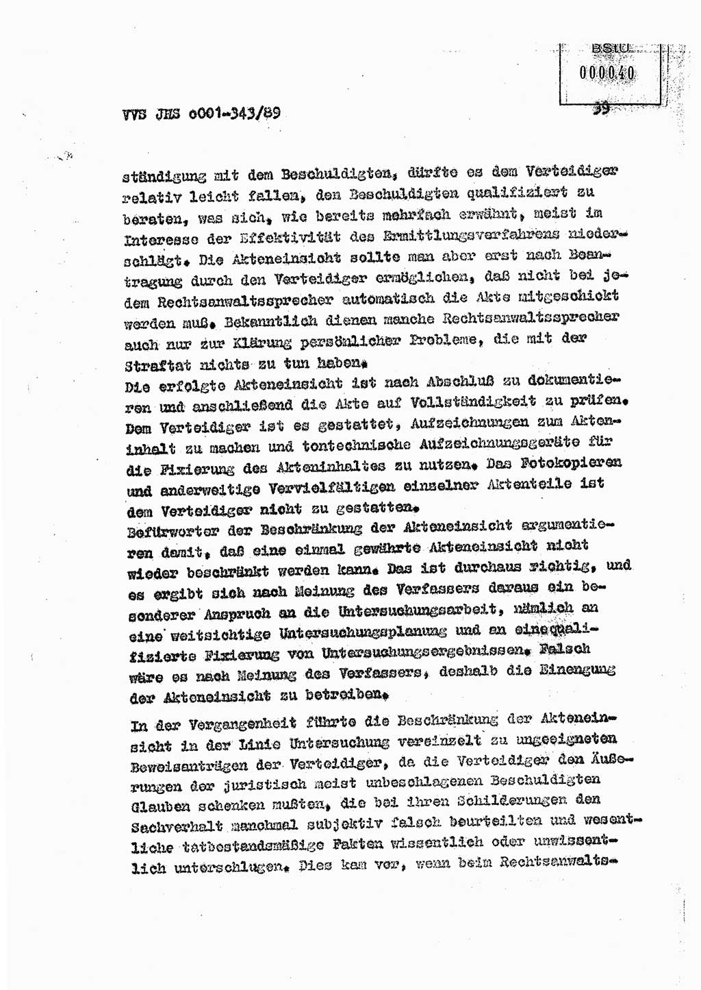 Diplomarbeit Offiziersschüler Axel Henschke (HA Ⅸ/9), Ministerium für Staatssicherheit (MfS) [Deutsche Demokratische Republik (DDR)], Juristische Hochschule (JHS), Vertrauliche Verschlußsache (VVS) o001-343/89, Potsdam 1989, Seite 39 (Dipl.-Arb. MfS DDR JHS VVS o001-343/89 1989, S. 39)