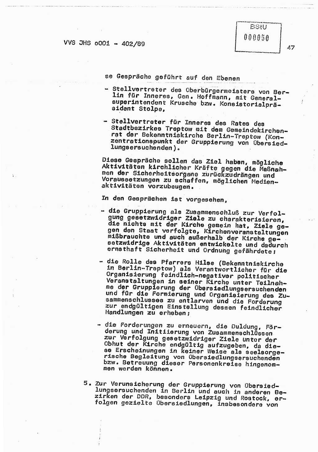 Diplomarbeit Major Günter Müller (HA Ⅸ/9), Ministerium für Staatssicherheit (MfS) [Deutsche Demokratische Republik (DDR)], Juristische Hochschule (JHS), Vertrauliche Verschlußsache (VVS) o001-402/89, Potsdam 1989, Seite 47 (Dipl.-Arb. MfS DDR JHS VVS o001-402/89 1989, S. 47)