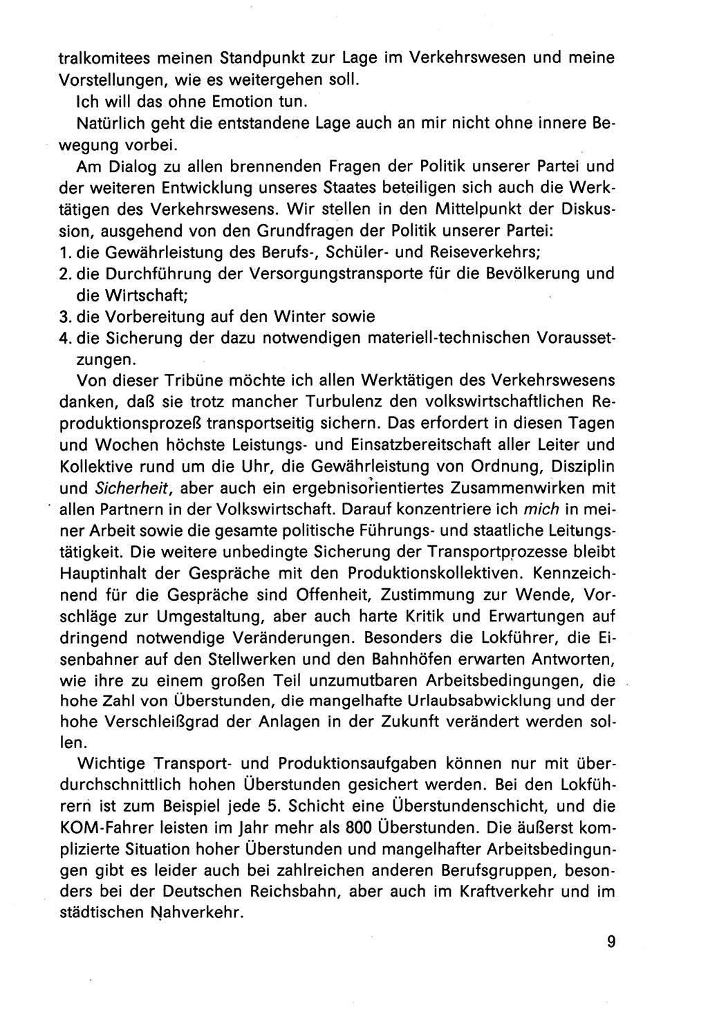 Diskussionsbeiträge, 10. Tagung des ZK (Zentralkomitee) der SED (Sozialistische Einheitspartei Deutschlands) [Deutsche Demokratische Republik (DDR)] 1989, Seite 9 (Disk.-Beitr. 10. Tg. ZK SED DDR 1989, S. 9)