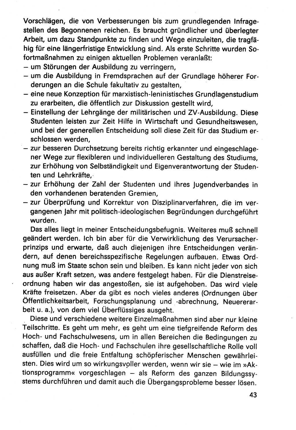 Diskussionsbeiträge, 10. Tagung des ZK (Zentralkomitee) der SED (Sozialistische Einheitspartei Deutschlands) [Deutsche Demokratische Republik (DDR)] 1989, Seite 43 (Disk.-Beitr. 10. Tg. ZK SED DDR 1989, S. 43)