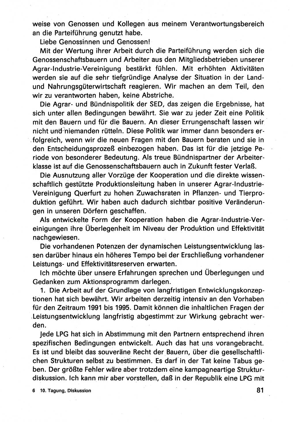 Diskussionsbeiträge, 10. Tagung des ZK (Zentralkomitee) der SED (Sozialistische Einheitspartei Deutschlands) [Deutsche Demokratische Republik (DDR)] 1989, Seite 81 (Disk.-Beitr. 10. Tg. ZK SED DDR 1989, S. 81)