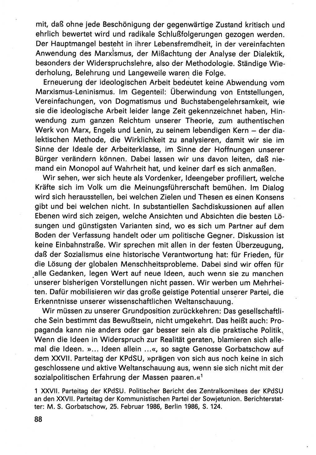 Diskussionsbeiträge, 10. Tagung des ZK (Zentralkomitee) der SED (Sozialistische Einheitspartei Deutschlands) [Deutsche Demokratische Republik (DDR)] 1989, Seite 88 (Disk.-Beitr. 10. Tg. ZK SED DDR 1989, S. 88)