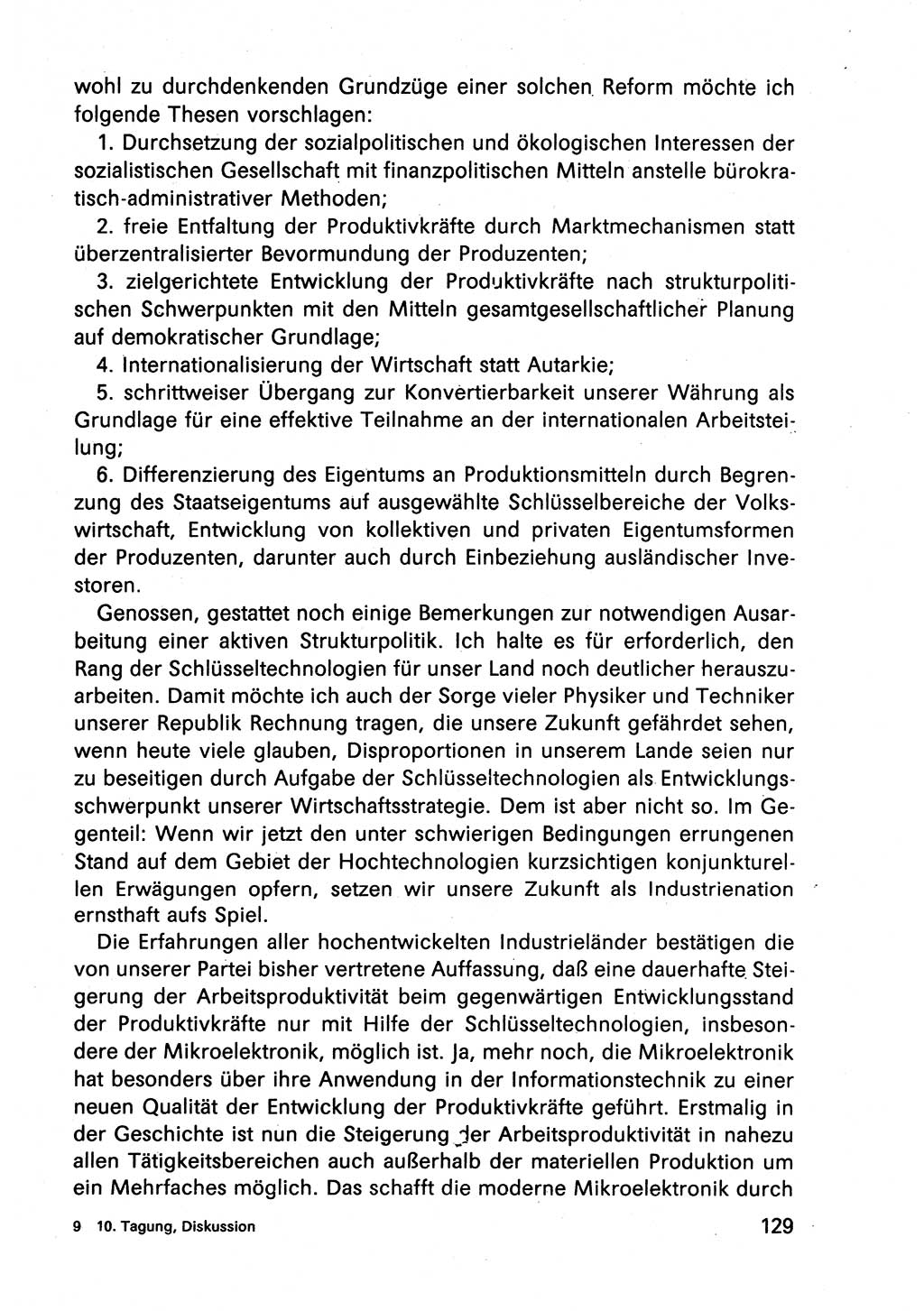 Diskussionsbeiträge, 10. Tagung des ZK (Zentralkomitee) der SED (Sozialistische Einheitspartei Deutschlands) [Deutsche Demokratische Republik (DDR)] 1989, Seite 129 (Disk.-Beitr. 10. Tg. ZK SED DDR 1989, S. 129)