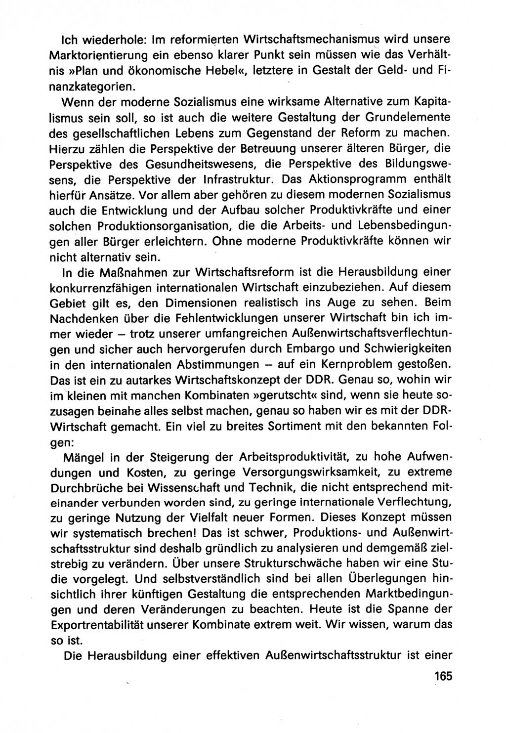 Diskussionsbeiträge, 10. Tagung des ZK (Zentralkomitee) der SED (Sozialistische Einheitspartei Deutschlands) [Deutsche Demokratische Republik (DDR)] 1989, Seite 165 (Disk.-Beitr. 10. Tg. ZK SED DDR 1989, S. 165)