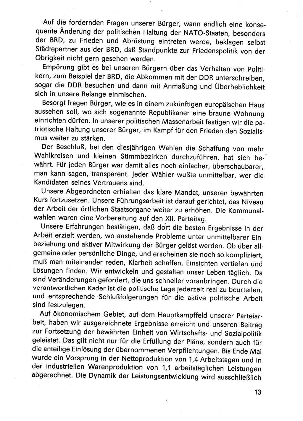 Diskussionsreden, 8. Tagung des ZK (Zentralkomitee) der SED (Sozialistische Einheitspartei Deutschlands) [Deutsche Demokratische Republik (DDR)] 1989, Seite 13 (Disk.-Red. 8. Tg. ZK SED DDR 1989, S. 13)