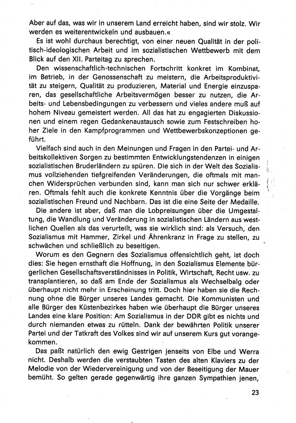 Diskussionsreden, 8. Tagung des ZK (Zentralkomitee) der SED (Sozialistische Einheitspartei Deutschlands) [Deutsche Demokratische Republik (DDR)] 1989, Seite 23 (Disk.-Red. 8. Tg. ZK SED DDR 1989, S. 23)