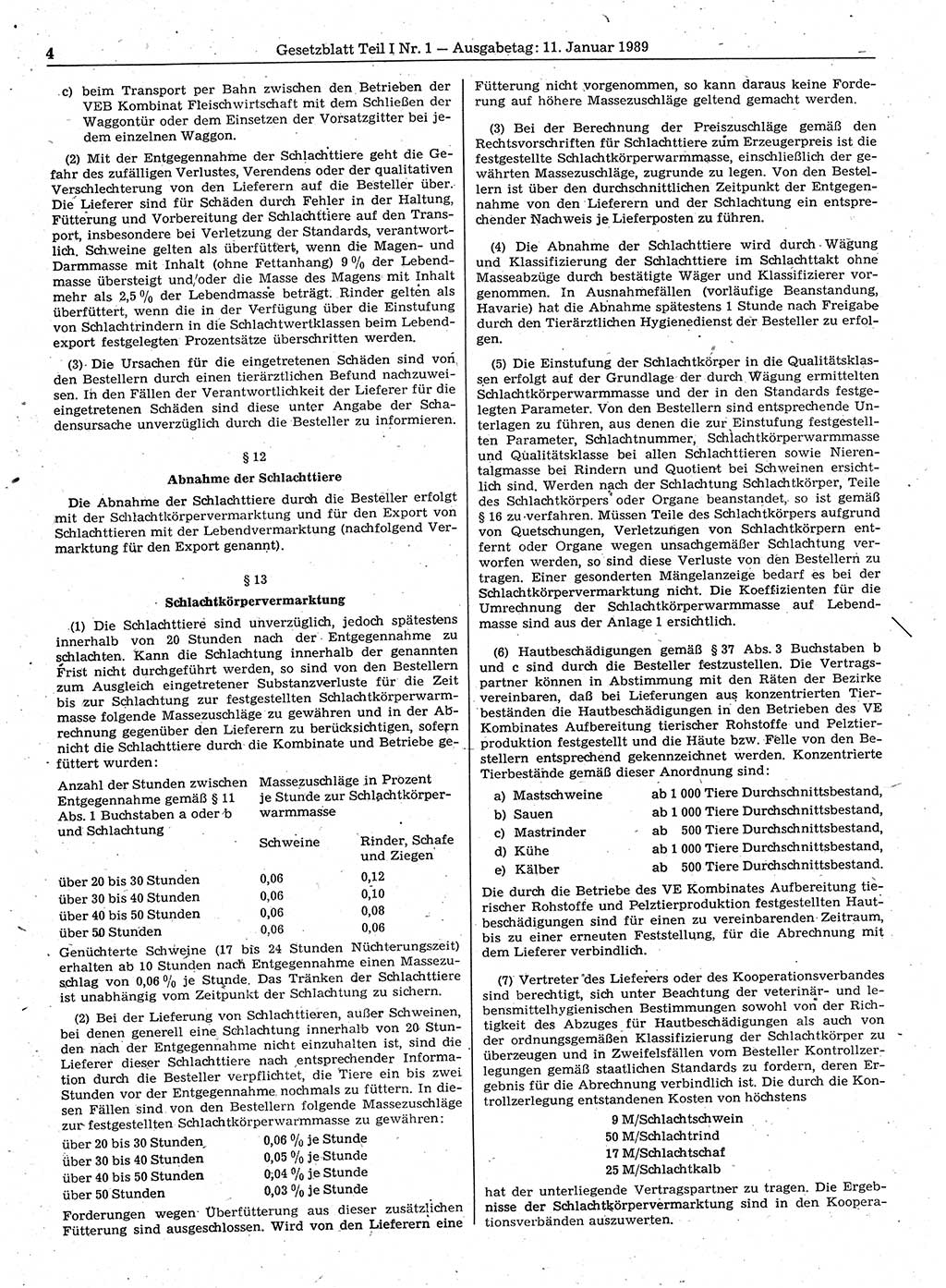 Gesetzblatt (GBl.) der Deutschen Demokratischen Republik (DDR) Teil Ⅰ 1989, Seite 4 (GBl. DDR Ⅰ 1989, S. 4)