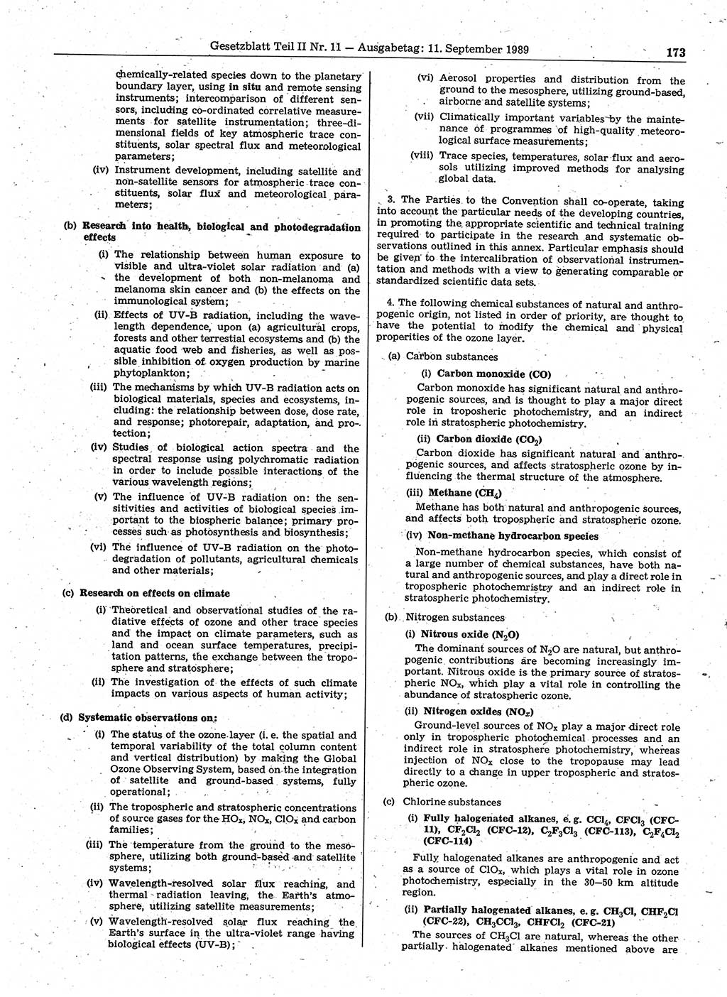 Gesetzblatt (GBl.) der Deutschen Demokratischen Republik (DDR) Teil ⅠⅠ 1989, Seite 173 (GBl. DDR ⅠⅠ 1989, S. 173)