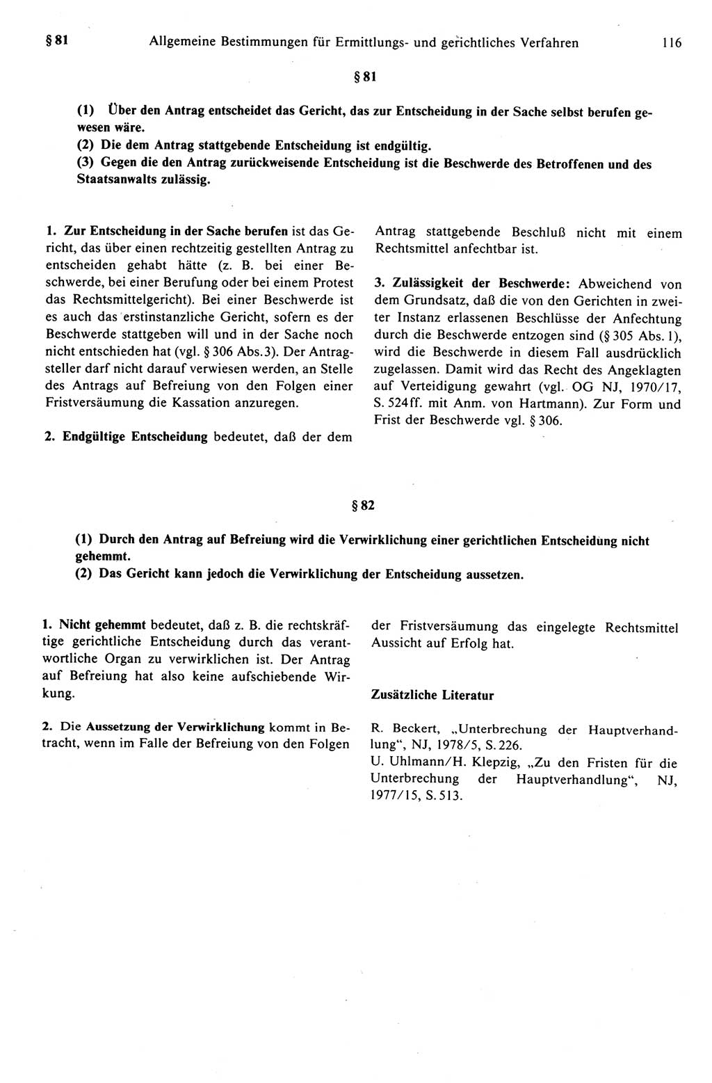 Strafprozeßrecht der DDR (Deutsche Demokratische Republik), Kommentar zur Strafprozeßordnung (StPO) 1989, Seite 116 (Strafprozeßr. DDR Komm. StPO 1989, S. 116)