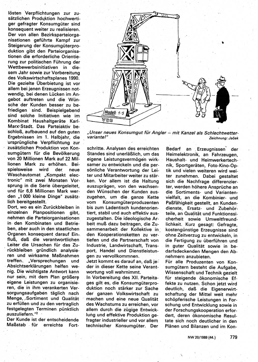 Neuer Weg (NW), Organ des Zentralkomitees (ZK) der SED (Sozialistische Einheitspartei Deutschlands) für Fragen des Parteilebens, 44. Jahrgang [Deutsche Demokratische Republik (DDR)] 1989, Seite 779 (NW ZK SED DDR 1989, S. 779)