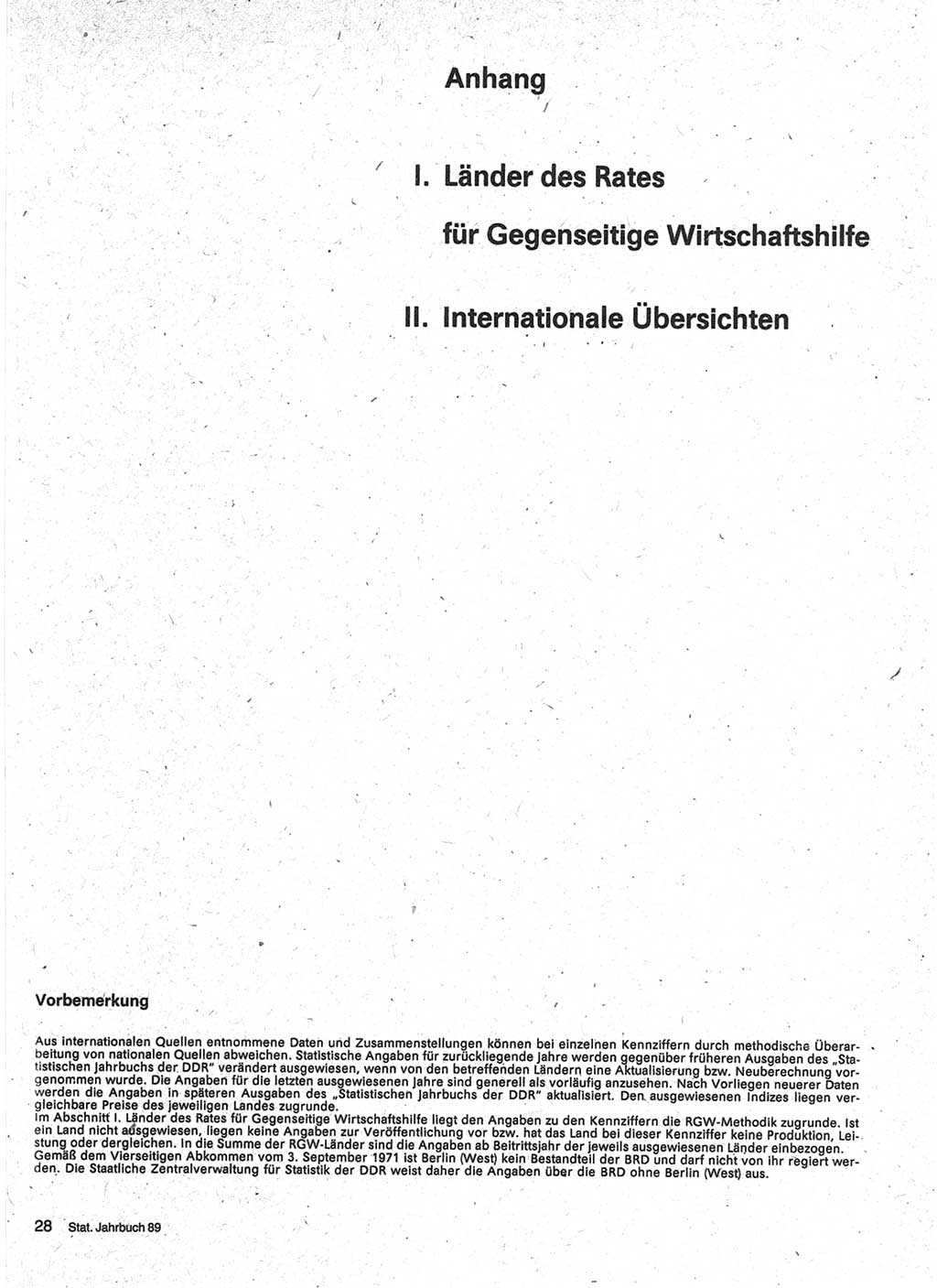 Statistisches Jahrbuch der Deutschen Demokratischen Republik (DDR) 1989, Seite 1 (Stat. Jb. DDR 1989, S. 1)