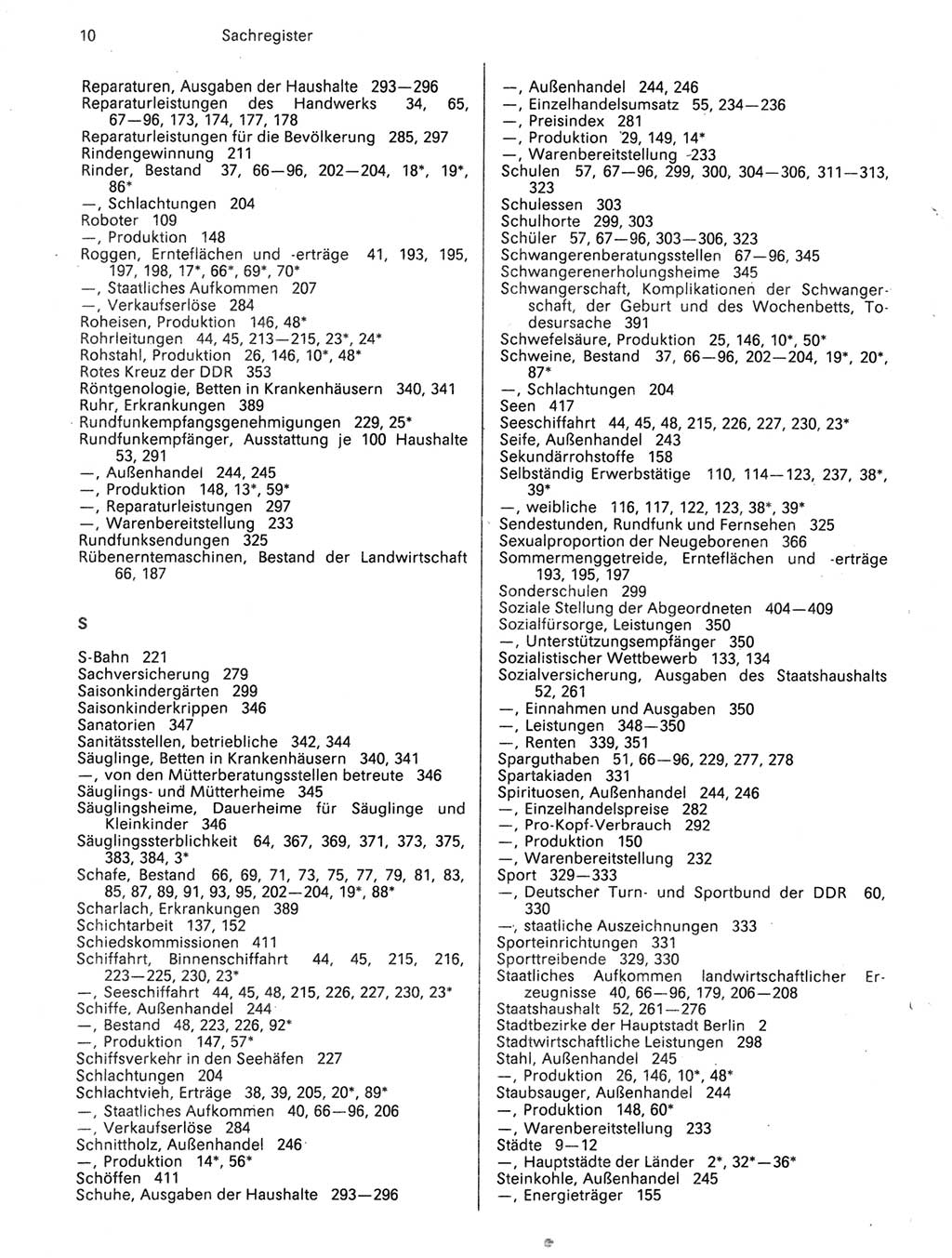 Statistisches Jahrbuch der Deutschen Demokratischen Republik (DDR) 1989, Seite 10 (Stat. Jb. DDR 1989, S. 10)