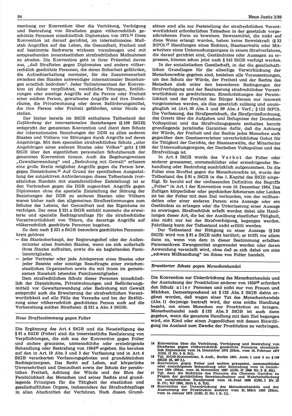 Neue Justiz (NJ), Zeitschrift für sozialistisches Recht und Gesetzlichkeit [Deutsche Demokratische Republik (DDR)], 43. Jahrgang 1989, Seite 94 (NJ DDR 1989, S. 94)