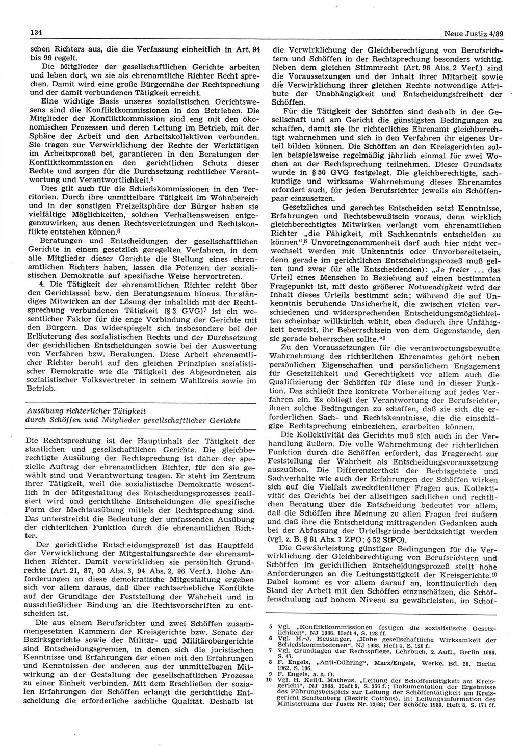 Neue Justiz (NJ), Zeitschrift für sozialistisches Recht und Gesetzlichkeit [Deutsche Demokratische Republik (DDR)], 43. Jahrgang 1989, Seite 134 (NJ DDR 1989, S. 134)
