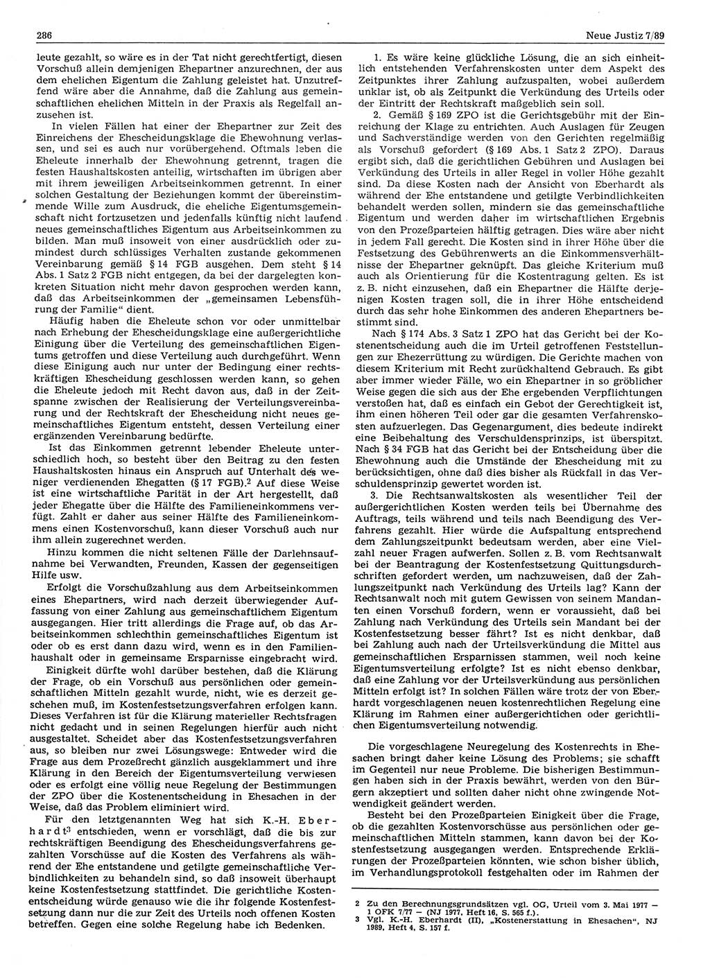 Neue Justiz (NJ), Zeitschrift für sozialistisches Recht und Gesetzlichkeit [Deutsche Demokratische Republik (DDR)], 43. Jahrgang 1989, Seite 286 (NJ DDR 1989, S. 286)