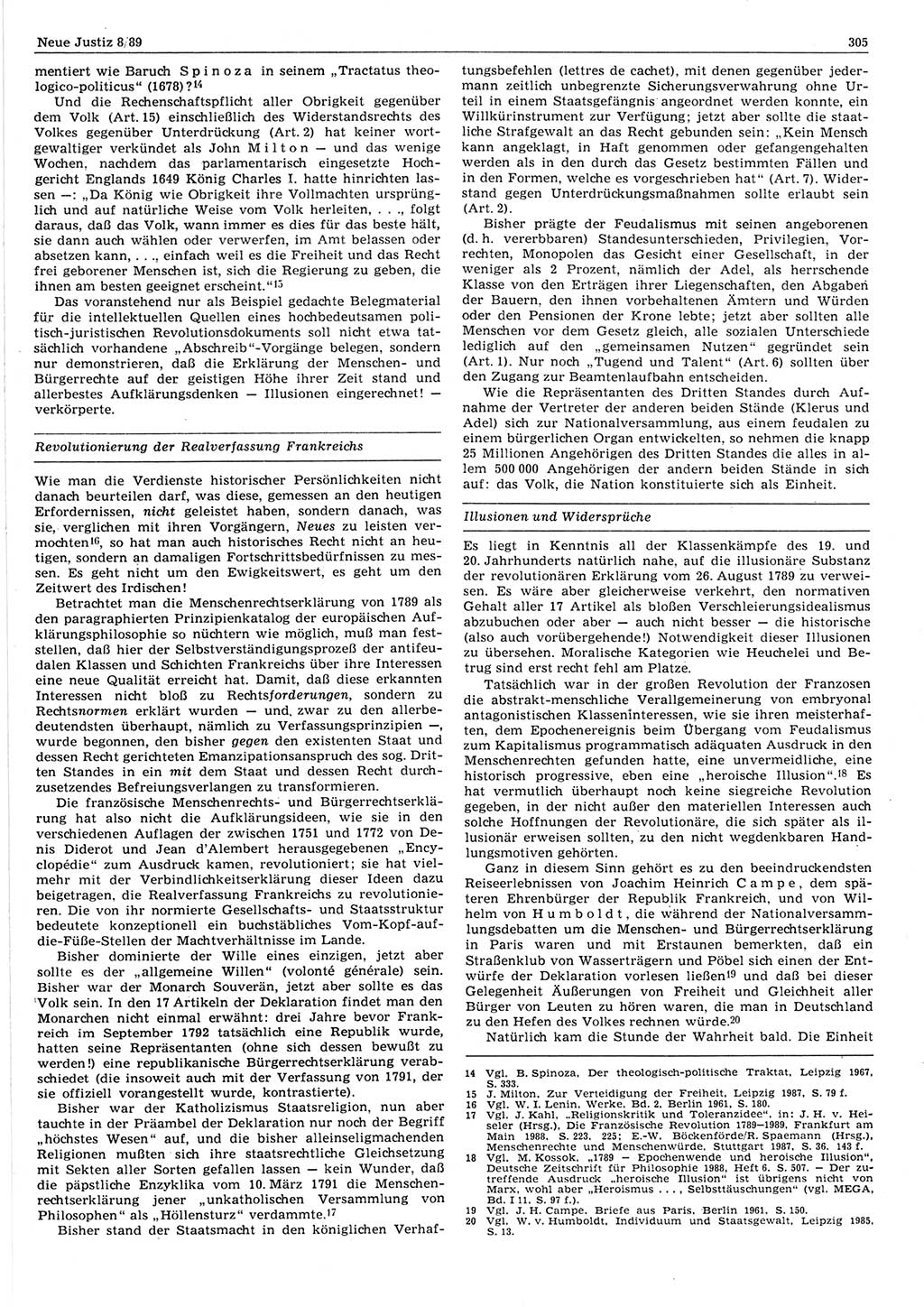 Neue Justiz (NJ), Zeitschrift für sozialistisches Recht und Gesetzlichkeit [Deutsche Demokratische Republik (DDR)], 43. Jahrgang 1989, Seite 305 (NJ DDR 1989, S. 305)