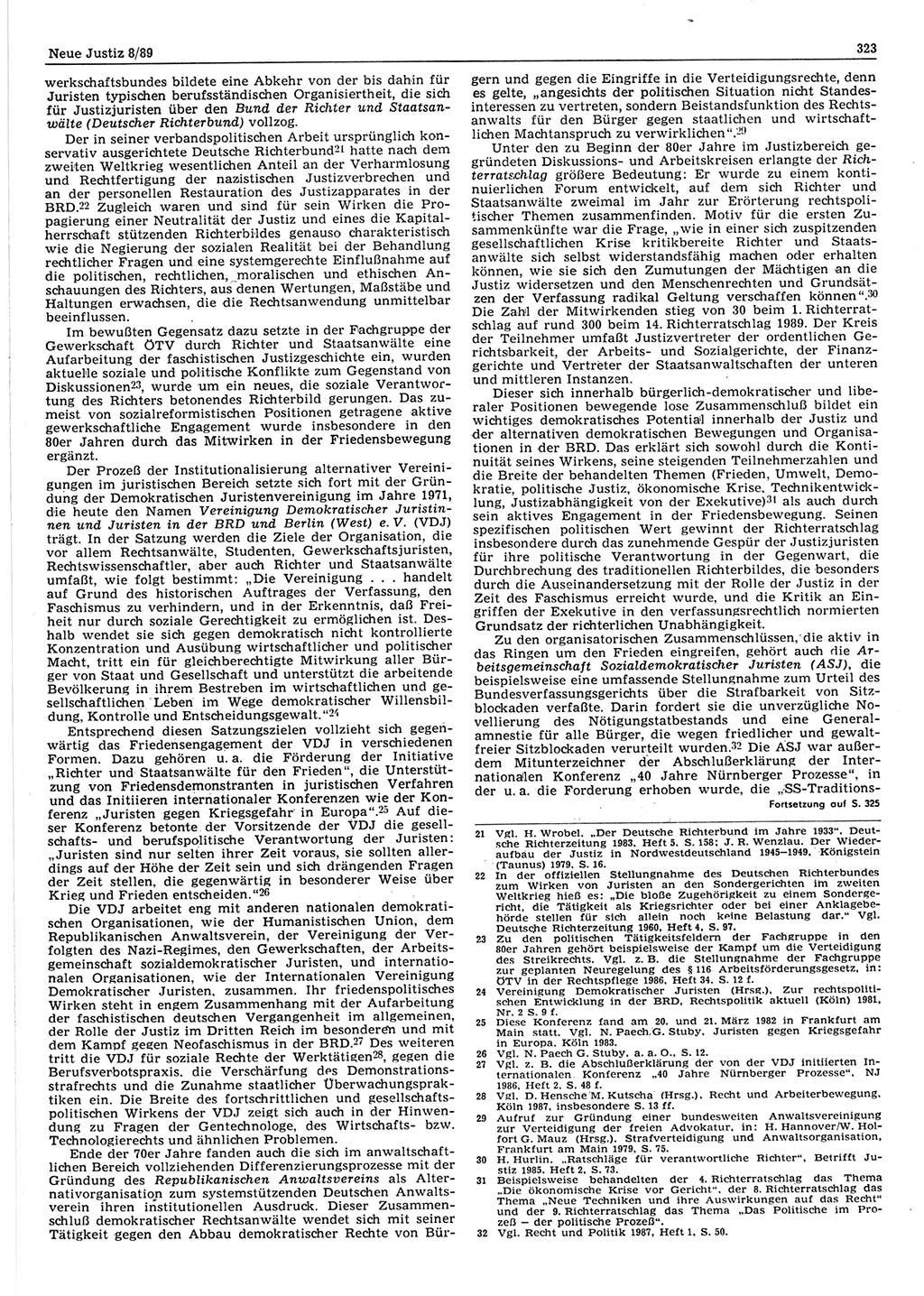 Neue Justiz (NJ), Zeitschrift für sozialistisches Recht und Gesetzlichkeit [Deutsche Demokratische Republik (DDR)], 43. Jahrgang 1989, Seite 323 (NJ DDR 1989, S. 323)