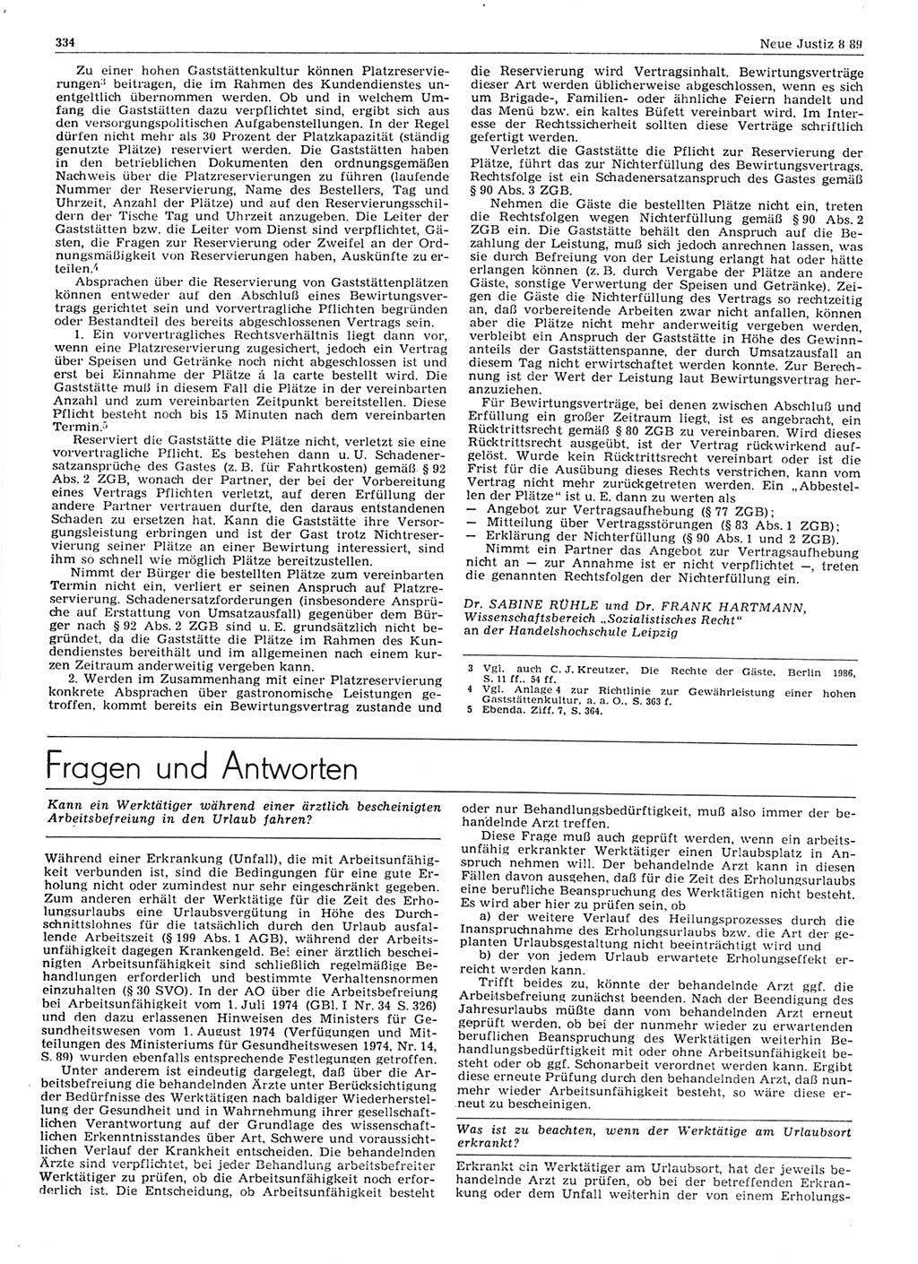 Neue Justiz (NJ), Zeitschrift für sozialistisches Recht und Gesetzlichkeit [Deutsche Demokratische Republik (DDR)], 43. Jahrgang 1989, Seite 334 (NJ DDR 1989, S. 334)