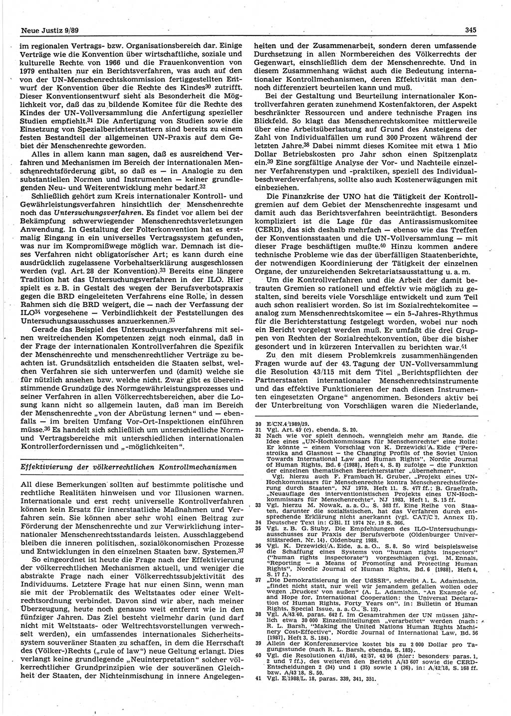 Neue Justiz (NJ), Zeitschrift für sozialistisches Recht und Gesetzlichkeit [Deutsche Demokratische Republik (DDR)], 43. Jahrgang 1989, Seite 345 (NJ DDR 1989, S. 345)