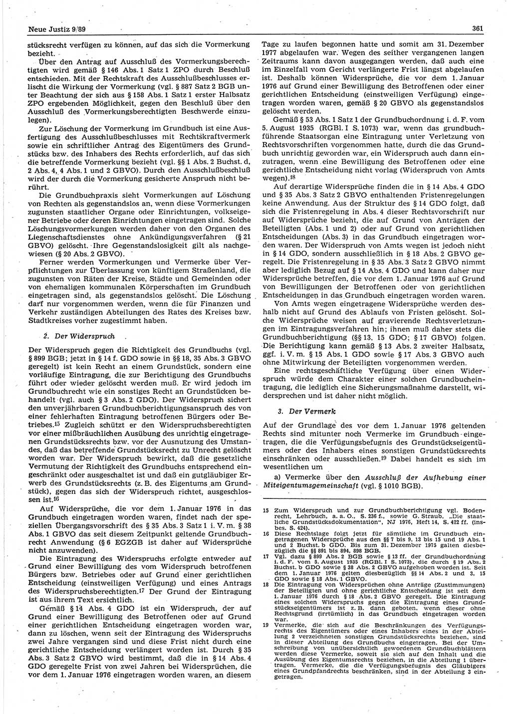 Neue Justiz (NJ), Zeitschrift für sozialistisches Recht und Gesetzlichkeit [Deutsche Demokratische Republik (DDR)], 43. Jahrgang 1989, Seite 361 (NJ DDR 1989, S. 361)