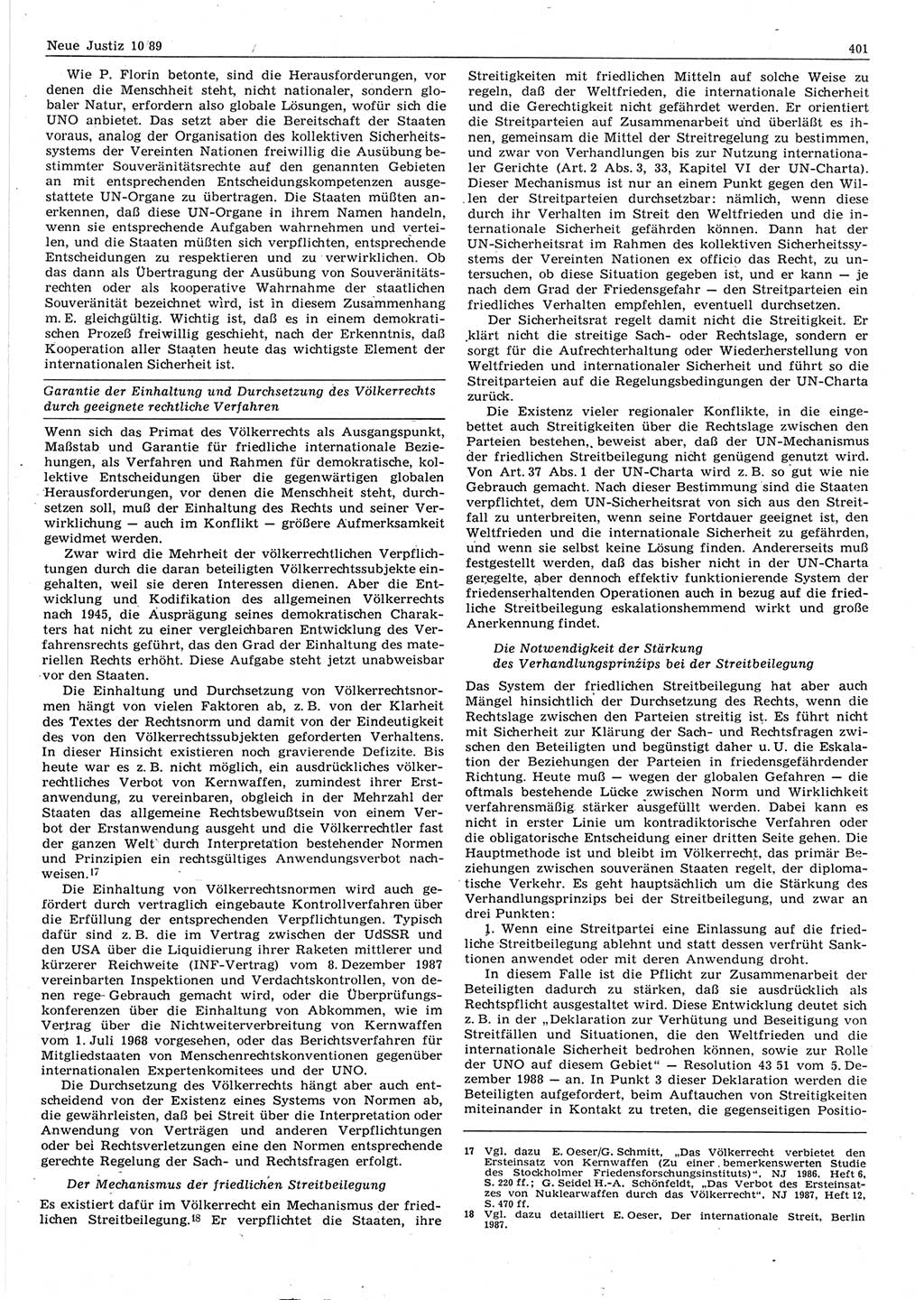 Neue Justiz (NJ), Zeitschrift für sozialistisches Recht und Gesetzlichkeit [Deutsche Demokratische Republik (DDR)], 43. Jahrgang 1989, Seite 401 (NJ DDR 1989, S. 401)