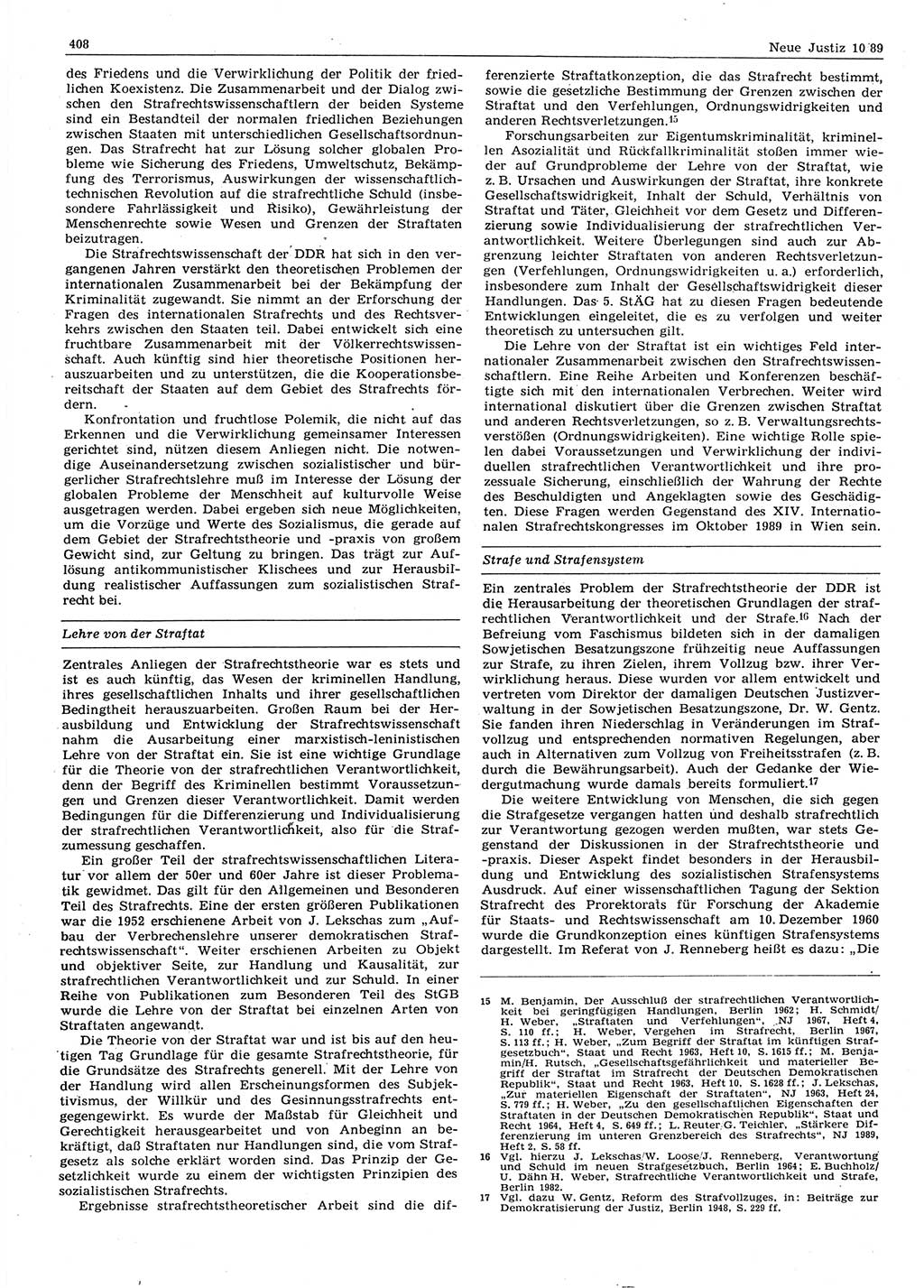 Neue Justiz (NJ), Zeitschrift für sozialistisches Recht und Gesetzlichkeit [Deutsche Demokratische Republik (DDR)], 43. Jahrgang 1989, Seite 408 (NJ DDR 1989, S. 408)