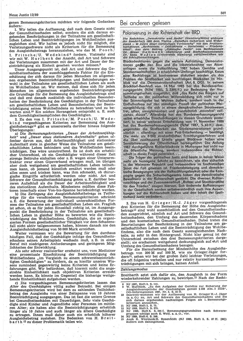 Neue Justiz (NJ), Zeitschrift für sozialistisches Recht und Gesetzlichkeit [Deutsche Demokratische Republik (DDR)], 43. Jahrgang 1989, Seite 507 (NJ DDR 1989, S. 507)