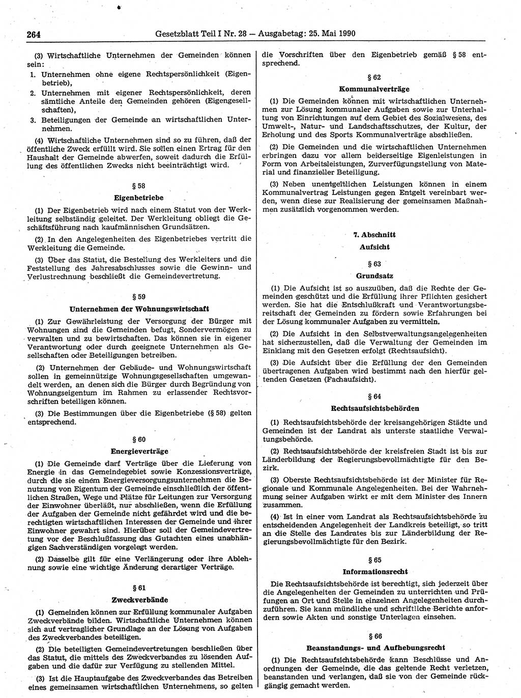 Gesetzblatt (GBl.) der Deutschen Demokratischen Republik (DDR) Teil Ⅰ 1990, Seite 264 (GBl. DDR Ⅰ 1990, S. 264)