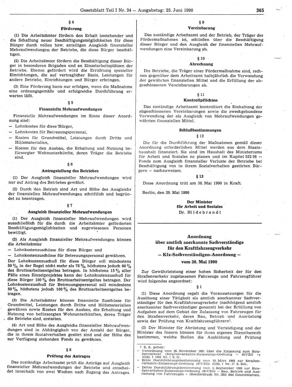 Gesetzblatt (GBl.) der Deutschen Demokratischen Republik (DDR) Teil Ⅰ 1990, Seite 365 (GBl. DDR Ⅰ 1990, S. 365)