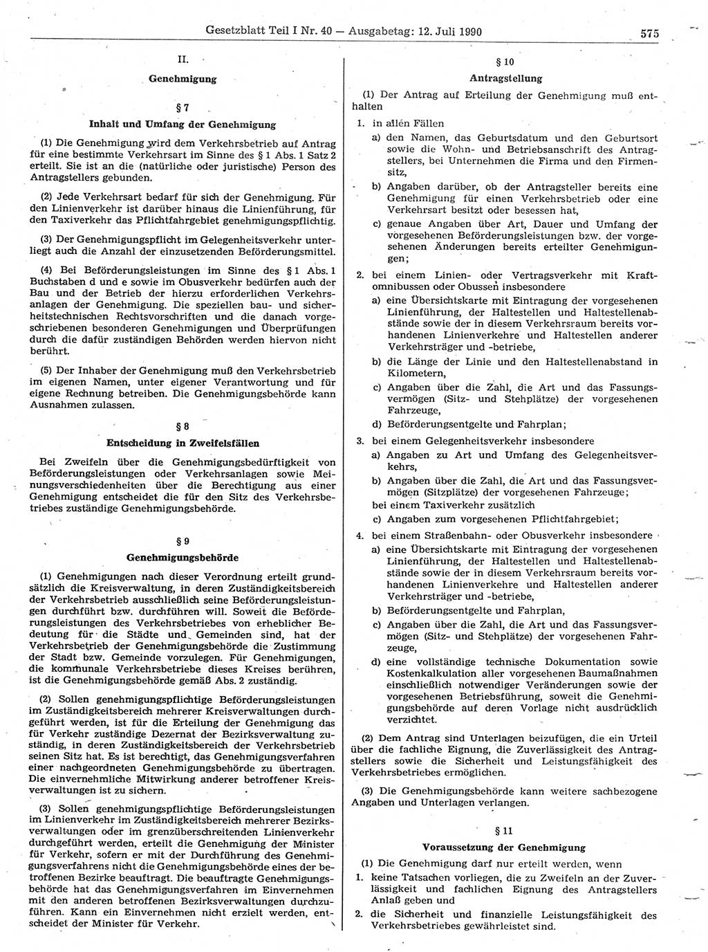 Gesetzblatt (GBl.) der Deutschen Demokratischen Republik (DDR) Teil Ⅰ 1990, Seite 575 (GBl. DDR Ⅰ 1990, S. 575)