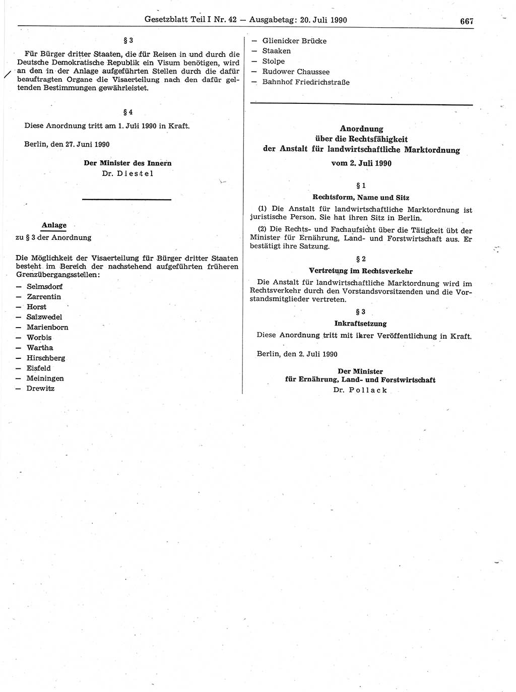 Gesetzblatt (GBl.) der Deutschen Demokratischen Republik (DDR) Teil Ⅰ 1990, Seite 667 (GBl. DDR Ⅰ 1990, S. 667)