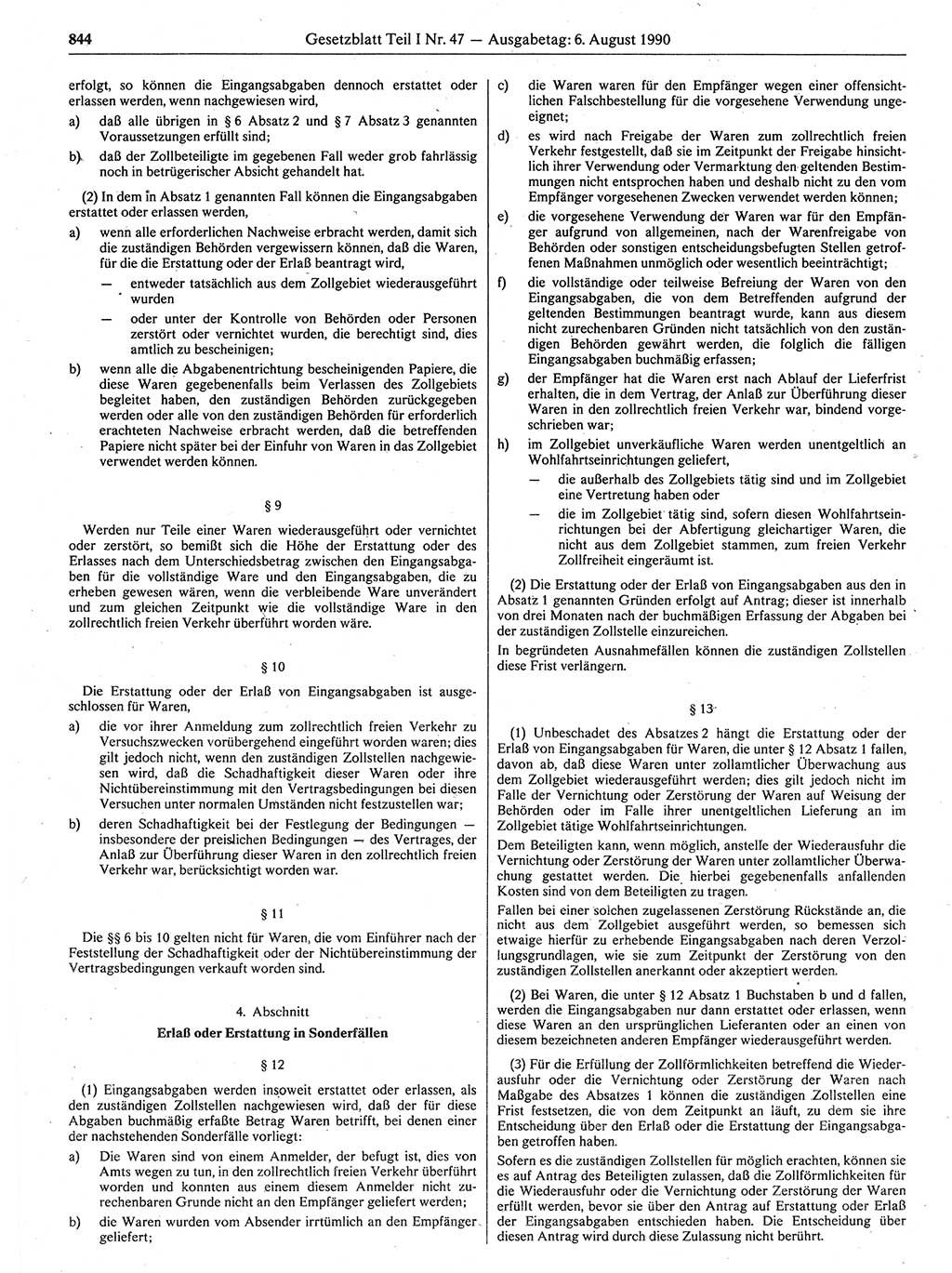 Gesetzblatt (GBl.) der Deutschen Demokratischen Republik (DDR) Teil Ⅰ 1990, Seite 844 (GBl. DDR Ⅰ 1990, S. 844)