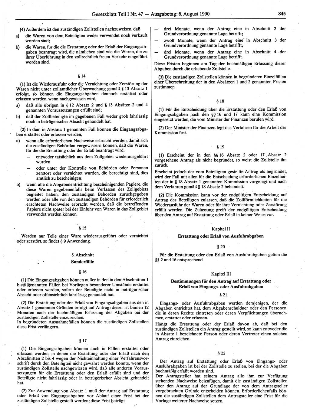 Gesetzblatt (GBl.) der Deutschen Demokratischen Republik (DDR) Teil Ⅰ 1990, Seite 845 (GBl. DDR Ⅰ 1990, S. 845)