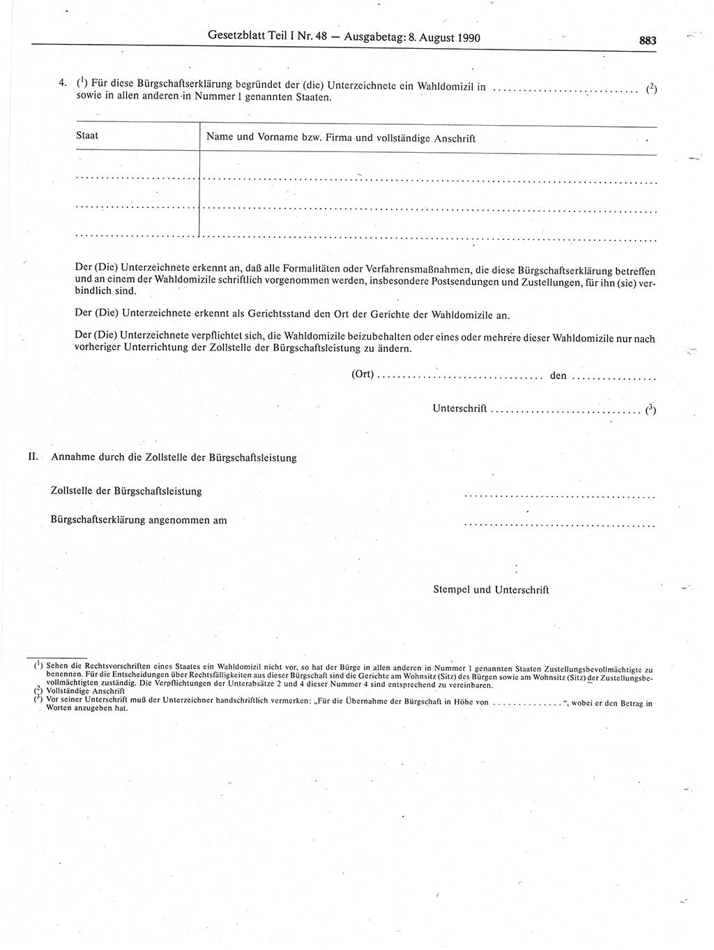 Gesetzblatt (GBl.) der Deutschen Demokratischen Republik (DDR) Teil Ⅰ 1990, Seite 883 (GBl. DDR Ⅰ 1990, S. 883)