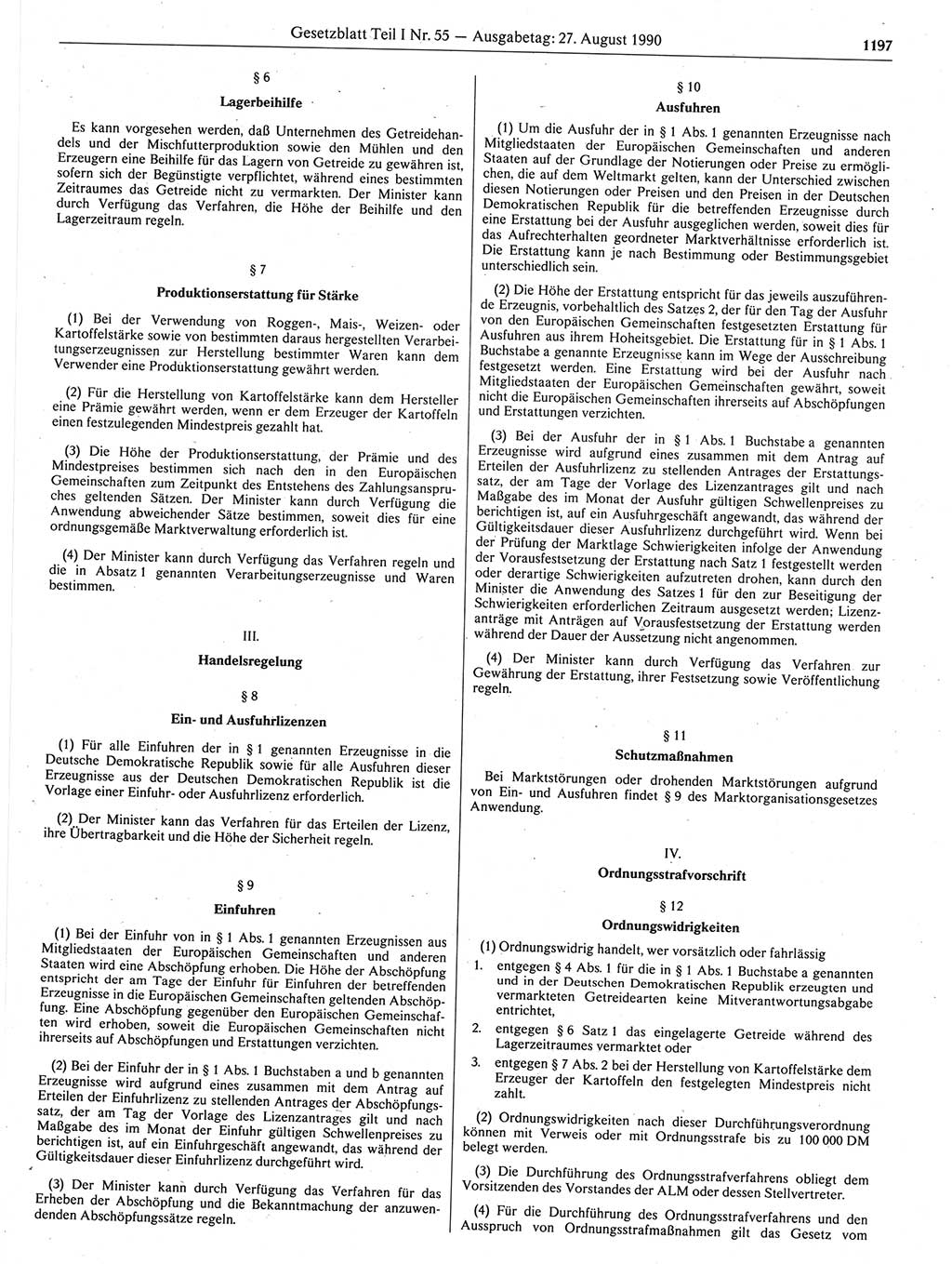 Gesetzblatt (GBl.) der Deutschen Demokratischen Republik (DDR) Teil Ⅰ 1990, Seite 1197 (GBl. DDR Ⅰ 1990, S. 1197)