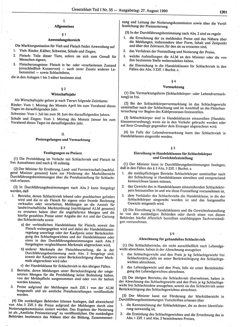 Gesetzblatt (GBl.) der Deutschen Demokratischen Republik (DDR) Teil Ⅰ 1990, Seite 1201 (GBl. DDR Ⅰ 1990, S. 1201)