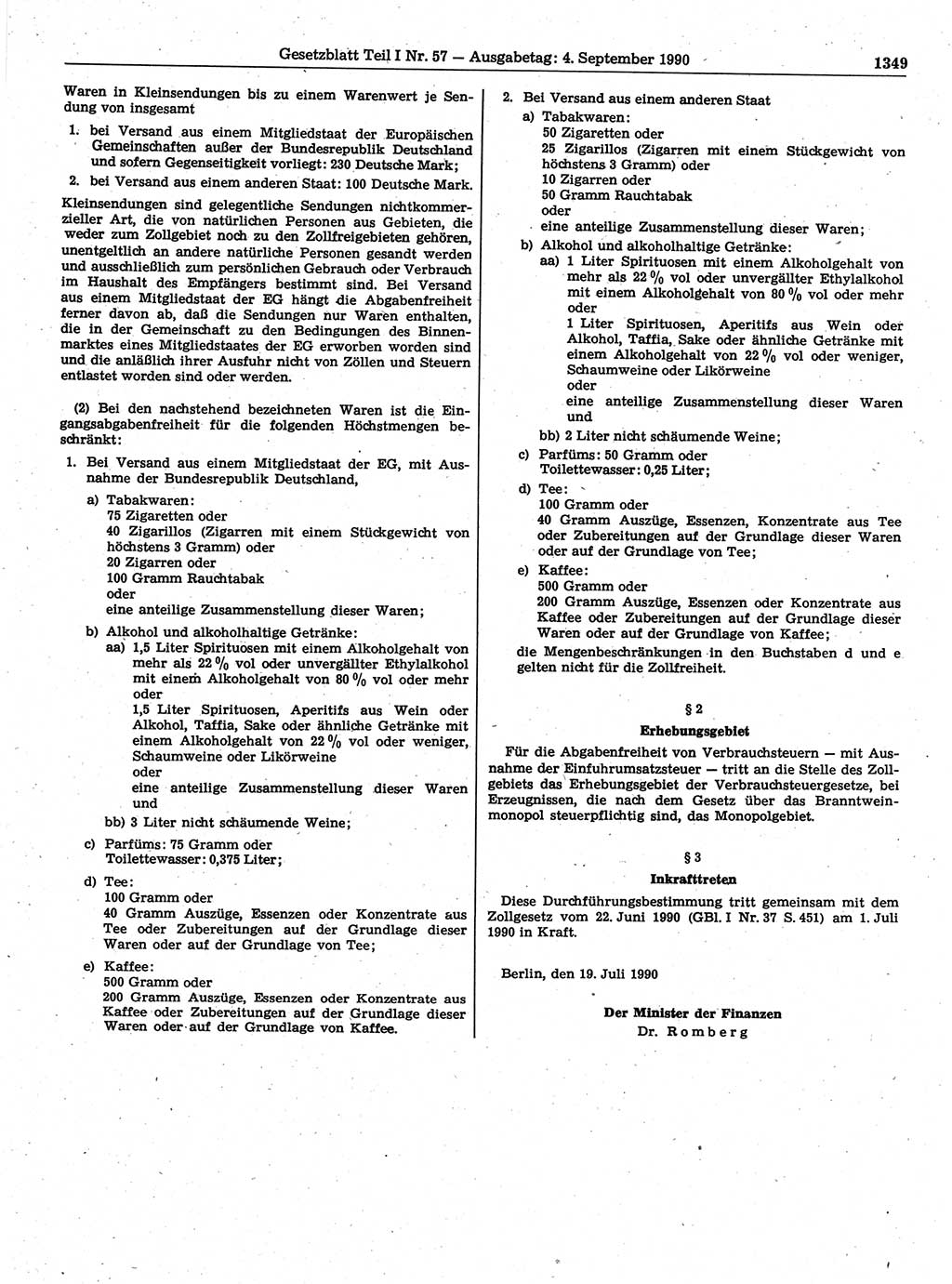 Gesetzblatt (GBl.) der Deutschen Demokratischen Republik (DDR) Teil Ⅰ 1990, Seite 1349 (GBl. DDR Ⅰ 1990, S. 1349)