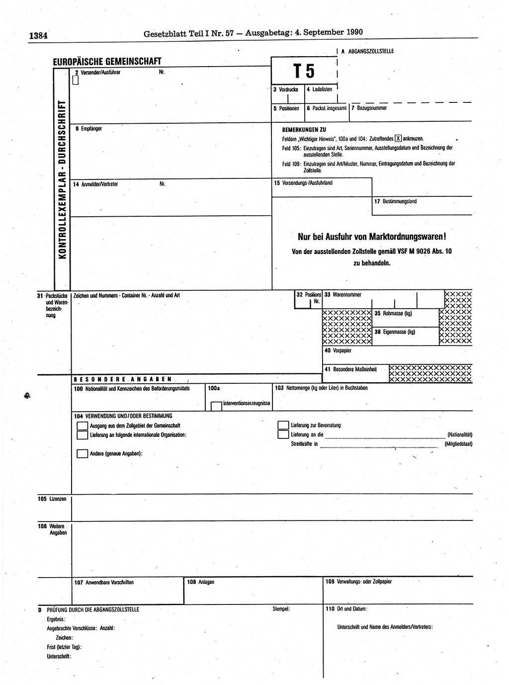 Gesetzblatt (GBl.) der Deutschen Demokratischen Republik (DDR) Teil Ⅰ 1990, Seite 1384 (GBl. DDR Ⅰ 1990, S. 1384)