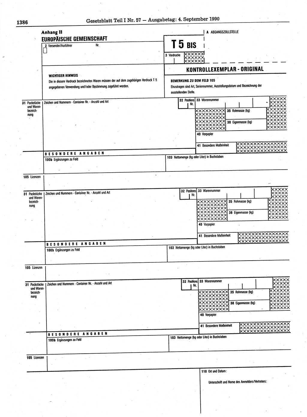 Gesetzblatt (GBl.) der Deutschen Demokratischen Republik (DDR) Teil Ⅰ 1990, Seite 1386 (GBl. DDR Ⅰ 1990, S. 1386)