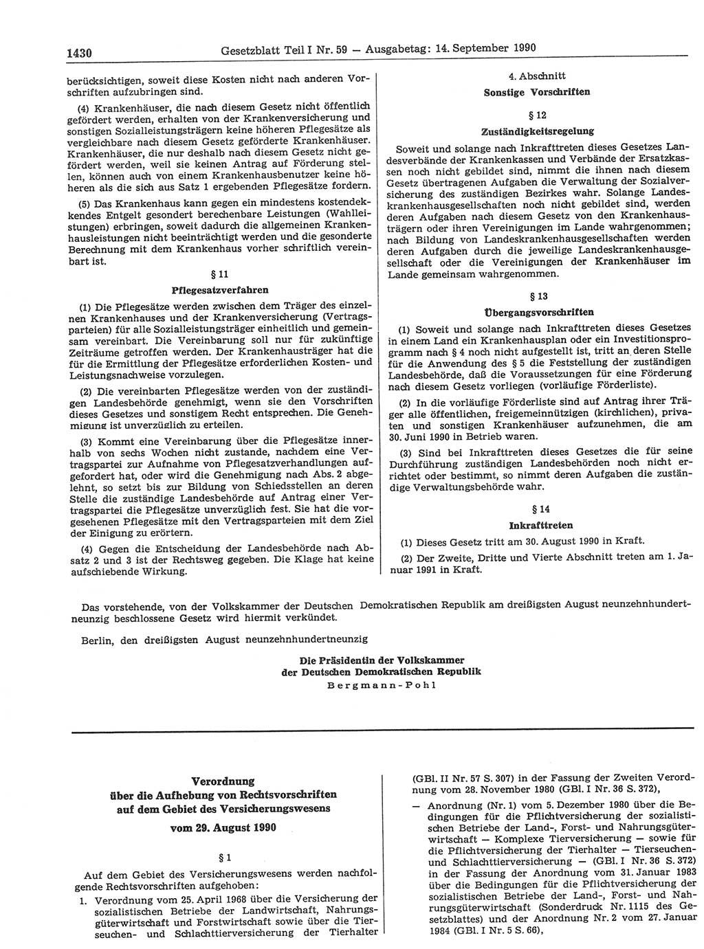 Gesetzblatt (GBl.) der Deutschen Demokratischen Republik (DDR) Teil Ⅰ 1990, Seite 1430 (GBl. DDR Ⅰ 1990, S. 1430)