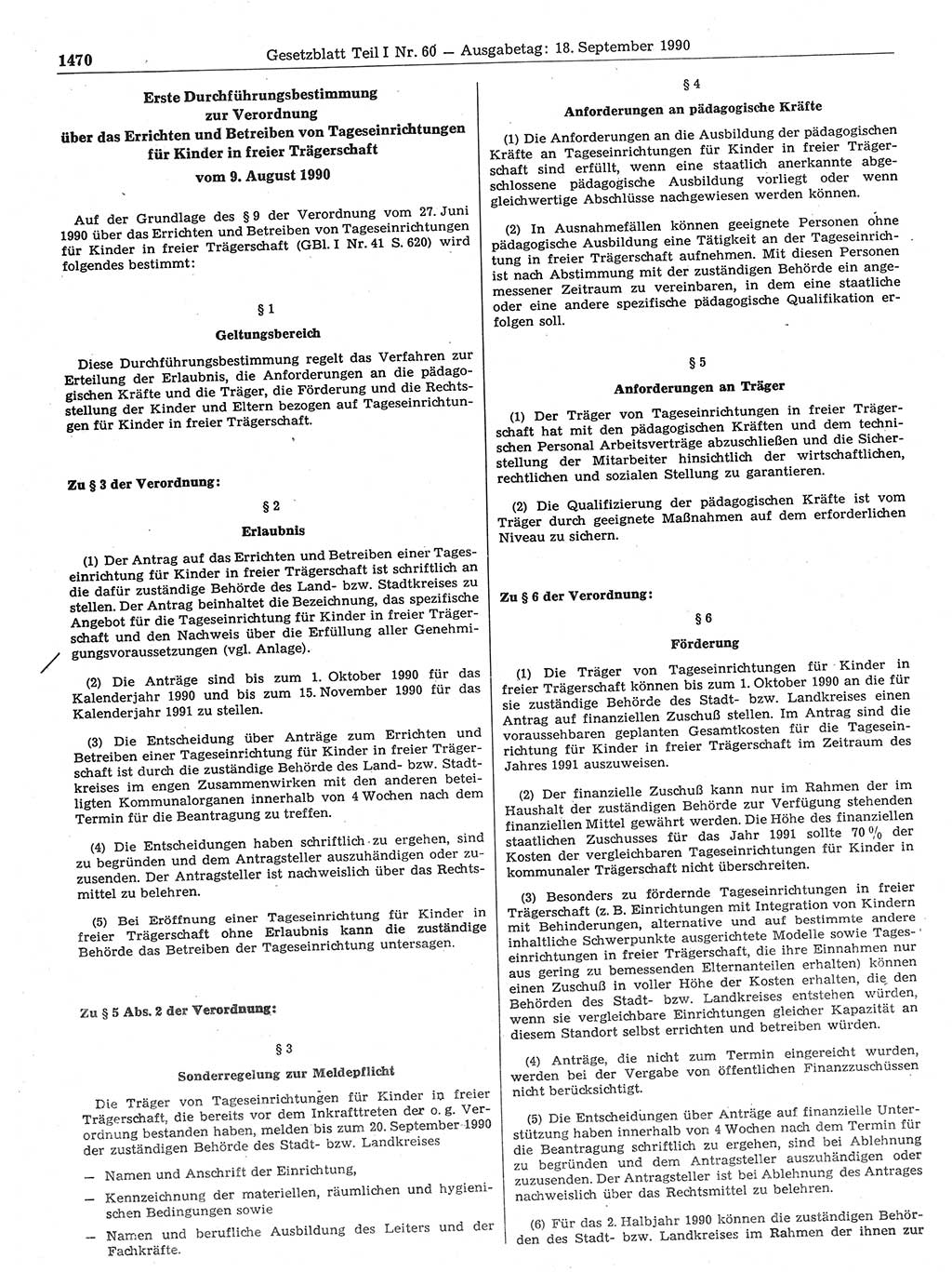 Gesetzblatt (GBl.) der Deutschen Demokratischen Republik (DDR) Teil Ⅰ 1990, Seite 1470 (GBl. DDR Ⅰ 1990, S. 1470)