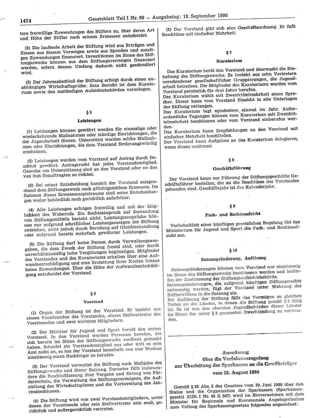 Gesetzblatt (GBl.) der Deutschen Demokratischen Republik (DDR) Teil Ⅰ 1990, Seite 1474 (GBl. DDR Ⅰ 1990, S. 1474)