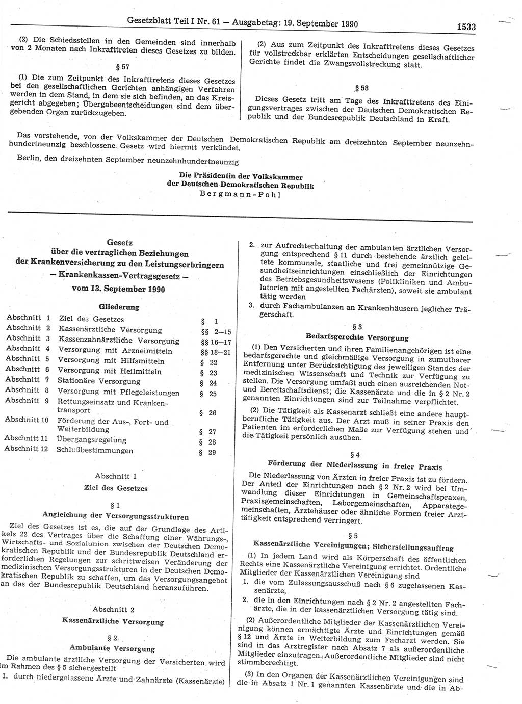 Gesetzblatt (GBl.) der Deutschen Demokratischen Republik (DDR) Teil Ⅰ 1990, Seite 1533 (GBl. DDR Ⅰ 1990, S. 1533)
