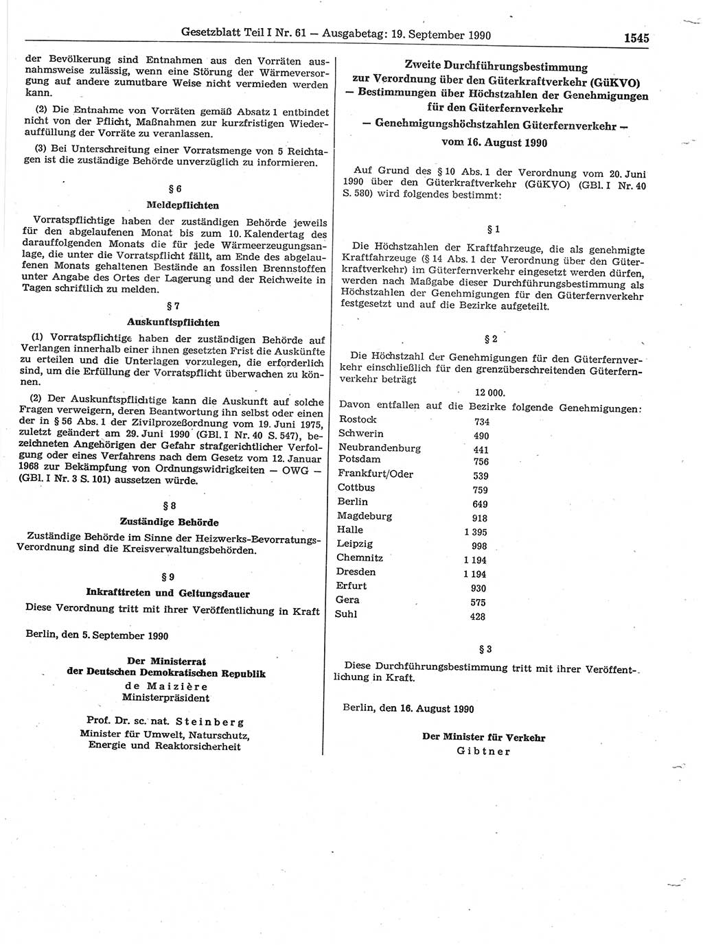 Gesetzblatt (GBl.) der Deutschen Demokratischen Republik (DDR) Teil Ⅰ 1990, Seite 1545 (GBl. DDR Ⅰ 1990, S. 1545)