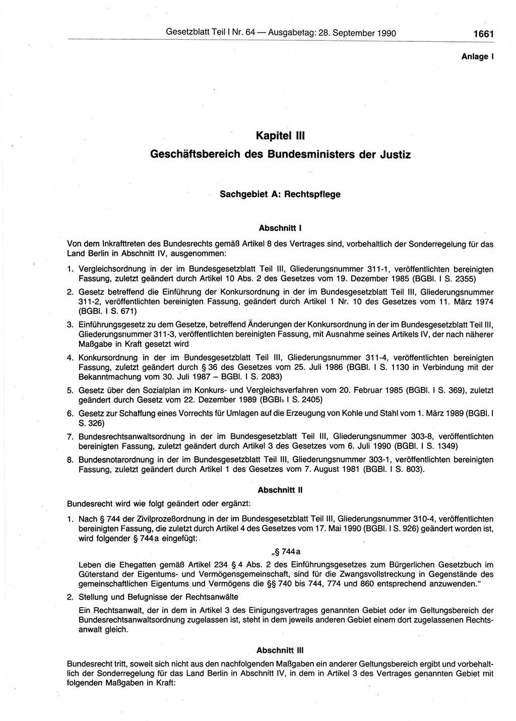 Gesetzblatt (GBl.) der Deutschen Demokratischen Republik (DDR) Teil Ⅰ 1990, Seite 1661 (GBl. DDR Ⅰ 1990, S. 1661)