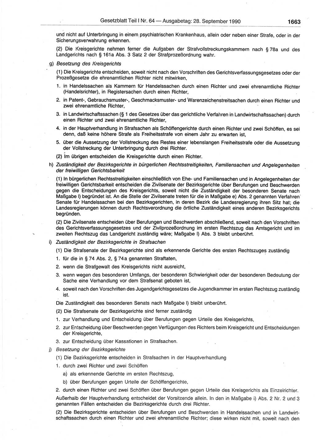 Gesetzblatt (GBl.) der Deutschen Demokratischen Republik (DDR) Teil Ⅰ 1990, Seite 1663 (GBl. DDR Ⅰ 1990, S. 1663)