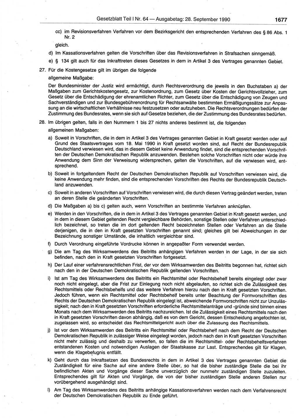 Gesetzblatt (GBl.) der Deutschen Demokratischen Republik (DDR) Teil Ⅰ 1990, Seite 1677 (GBl. DDR Ⅰ 1990, S. 1677)