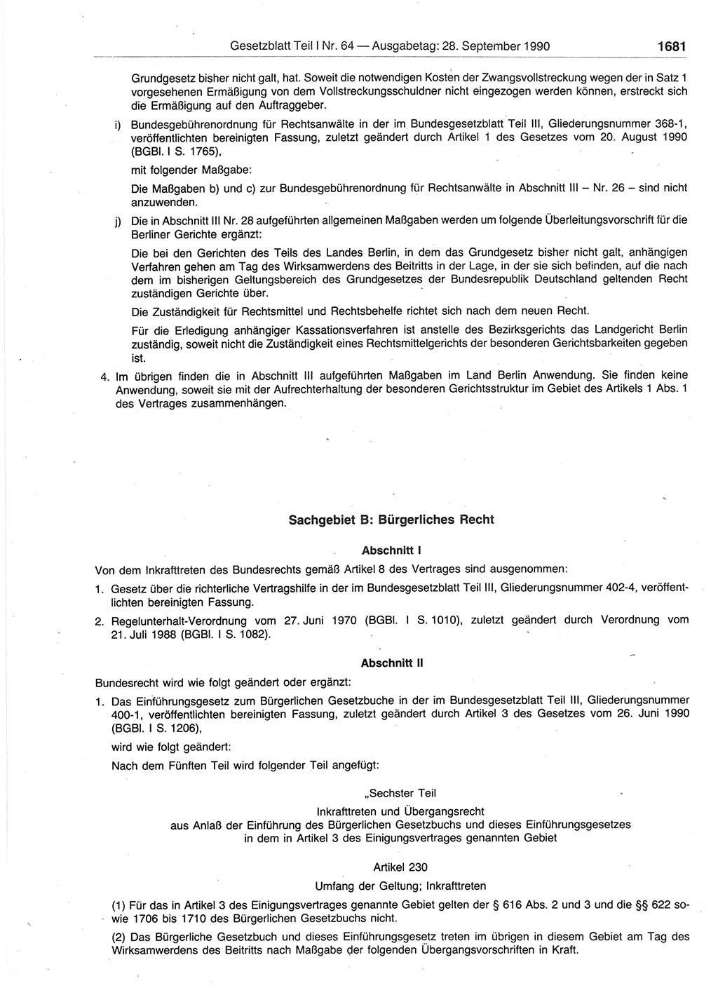 Gesetzblatt (GBl.) der Deutschen Demokratischen Republik (DDR) Teil Ⅰ 1990, Seite 1681 (GBl. DDR Ⅰ 1990, S. 1681)